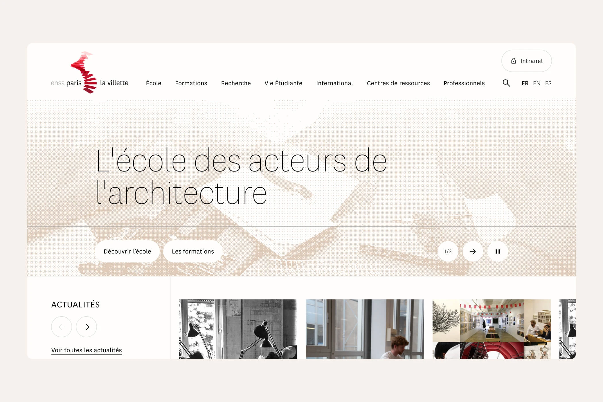 Aperçu de la plateforme de l'ENSAPLV