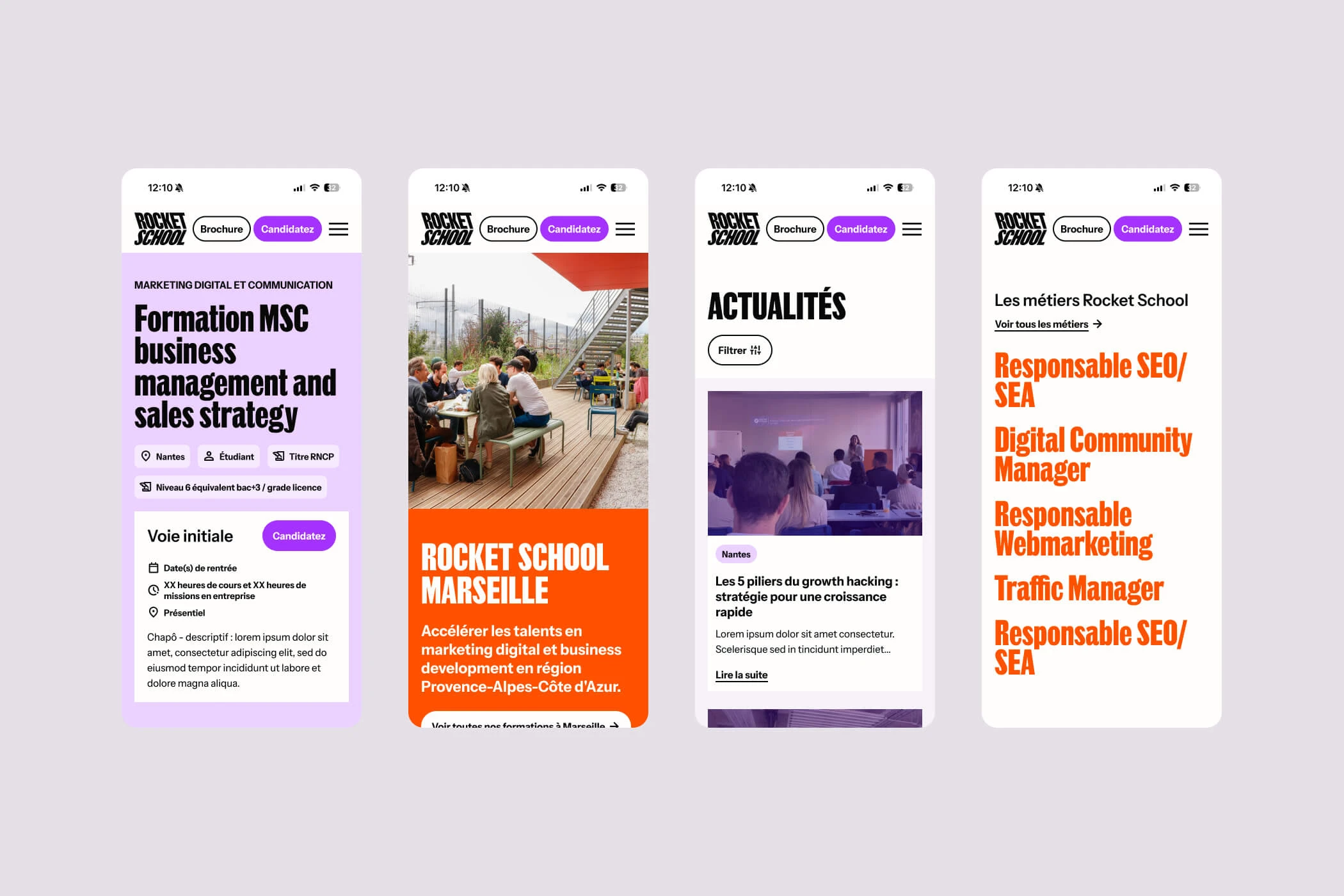 Aperçu du site de Rocket School