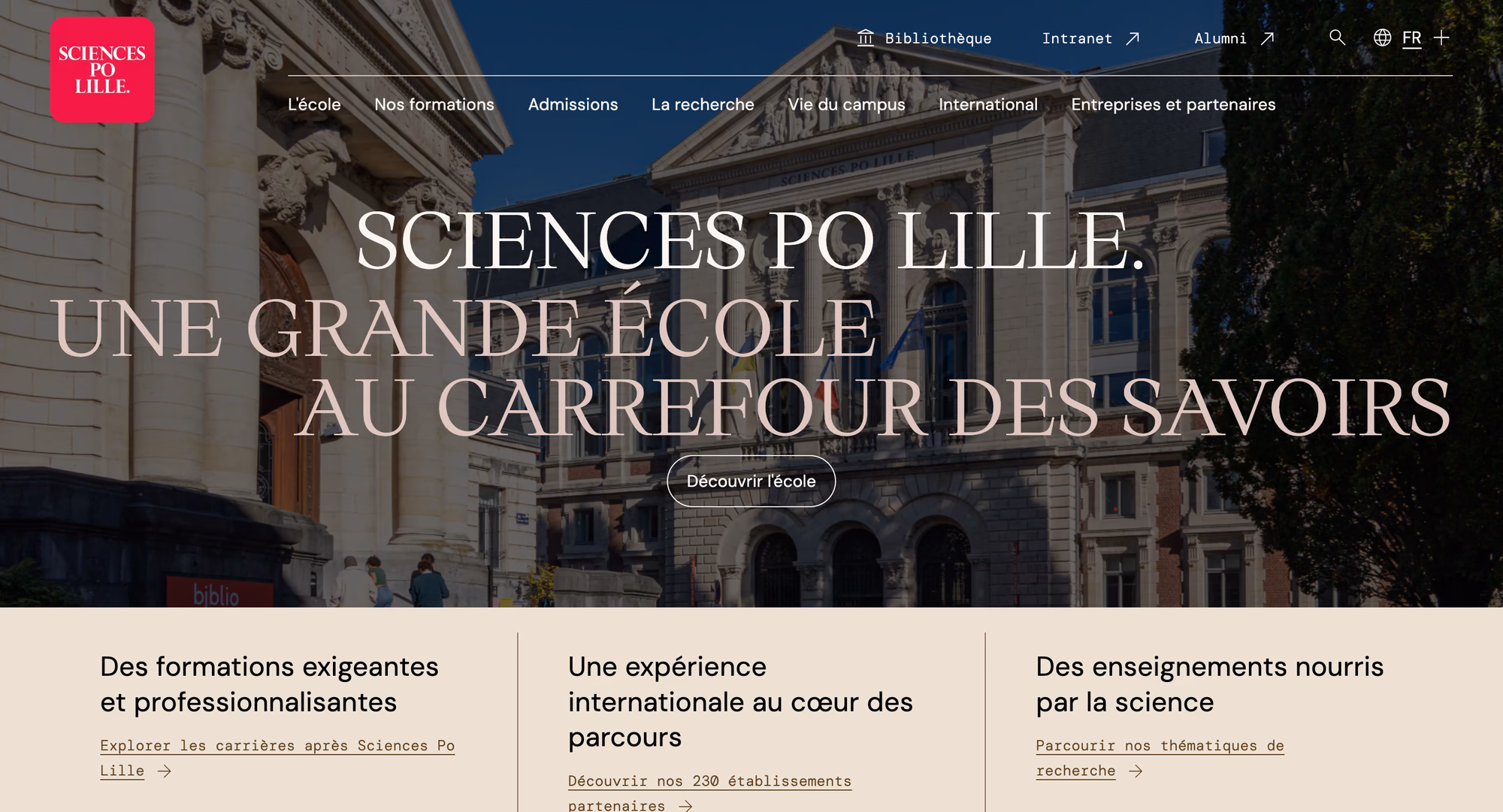 Page d'accueil de Sciences Po Lille