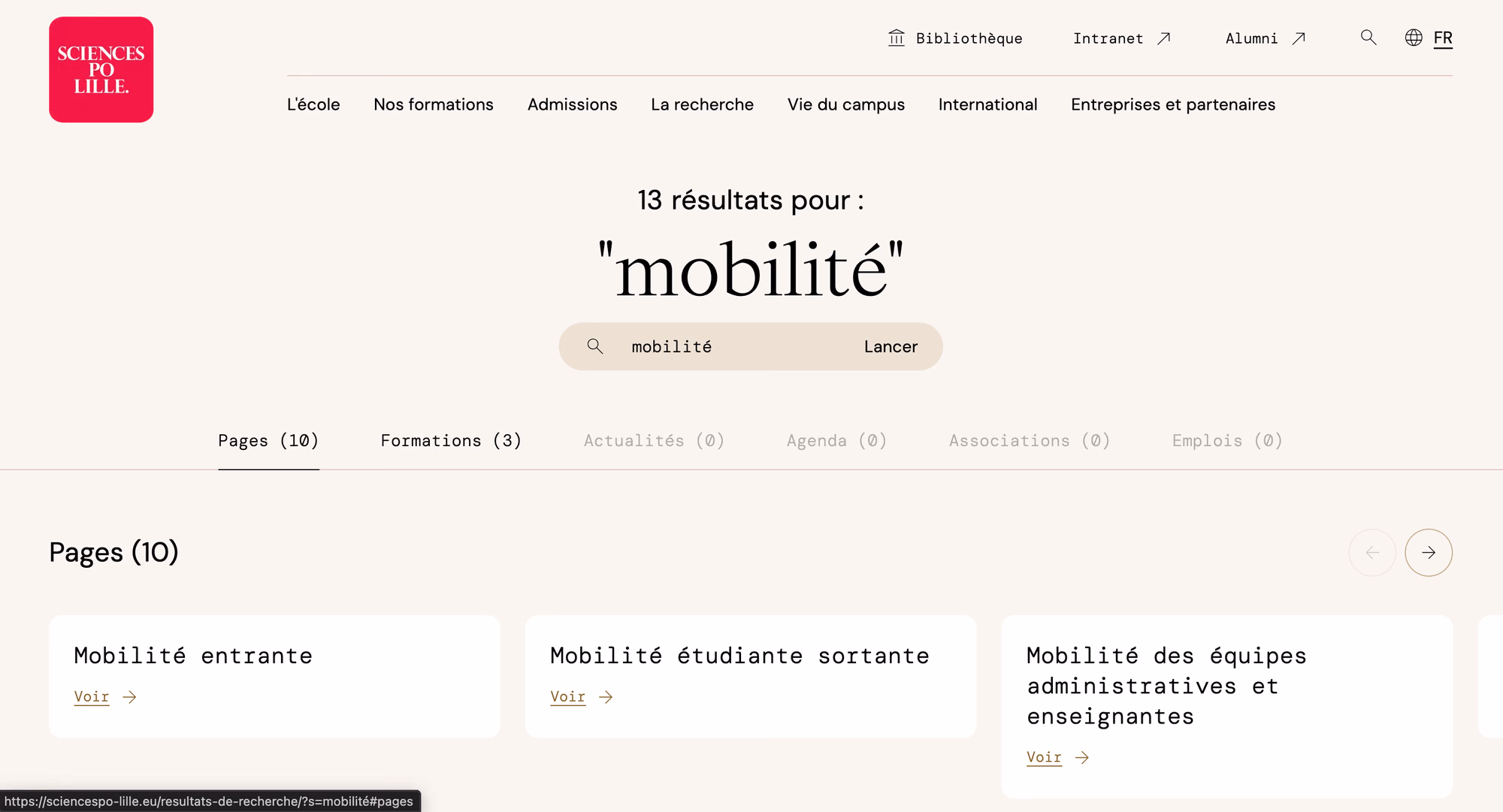 Résultats de recherche sur le site Sciences Po Lille